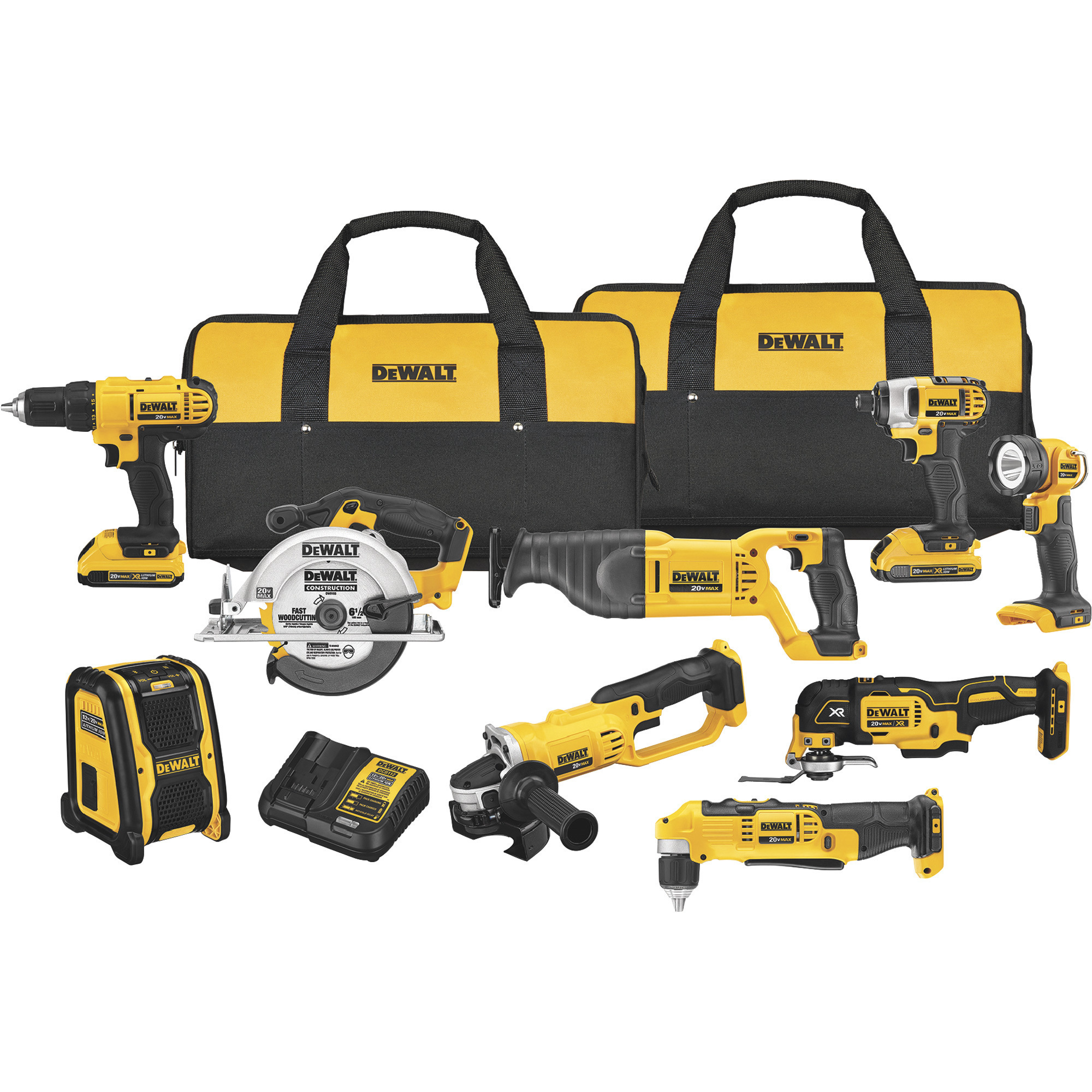 DEWALT 20V MAX Li-Ion Cordless Combo Kit, 9-Tool, 2 Batteries, Model ...